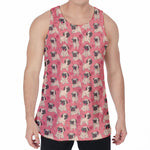 Love Pug Pattern Print Men's Velvet Tank Top