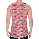 Love Pug Pattern Print Men's Velvet Tank Top