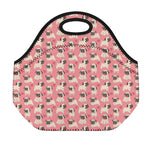 Love Pug Pattern Print Neoprene Lunch Bag