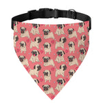 Love Pug Pattern Print Over The Collar Dog Bandana