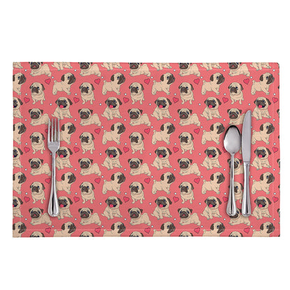 Love Pug Pattern Print Placemat