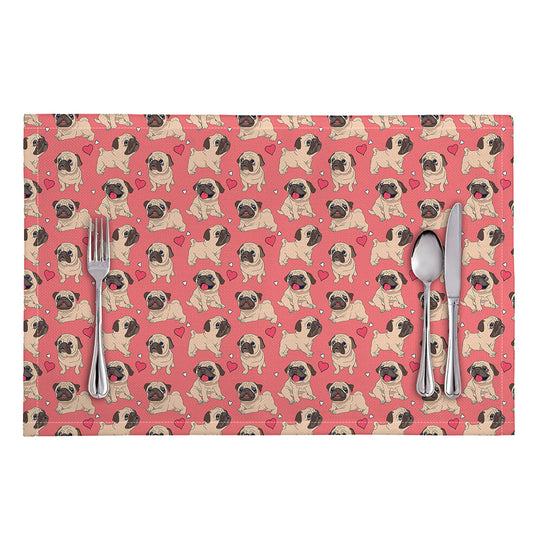 Love Pug Pattern Print Placemat