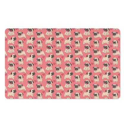 Love Pug Pattern Print Polyester Doormat