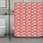 Love Pug Pattern Print Polyester Shower Curtain