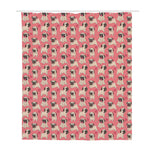 Love Pug Pattern Print Polyester Shower Curtain