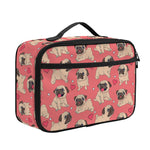 Love Pug Pattern Print Portable Lunch Bag
