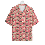 Love Pug Pattern Print Rayon Hawaiian Shirt
