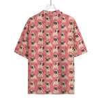 Love Pug Pattern Print Rayon Hawaiian Shirt