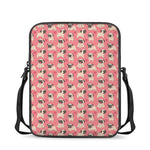 Love Pug Pattern Print Rectangular Crossbody Bag