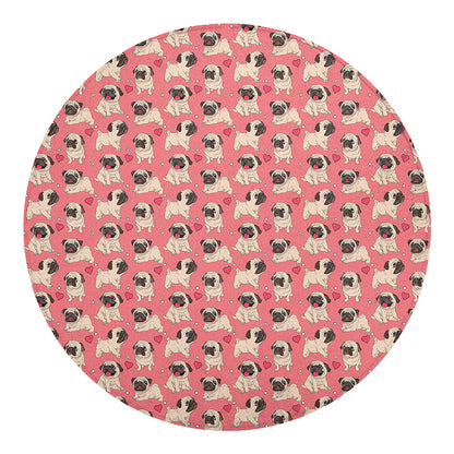 Love Pug Pattern Print Round Blanket