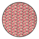 Love Pug Pattern Print Round Floor Mat