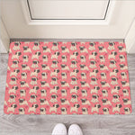 Love Pug Pattern Print Rubber Doormat