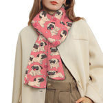 Love Pug Pattern Print Scarf