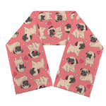 Love Pug Pattern Print Scarf