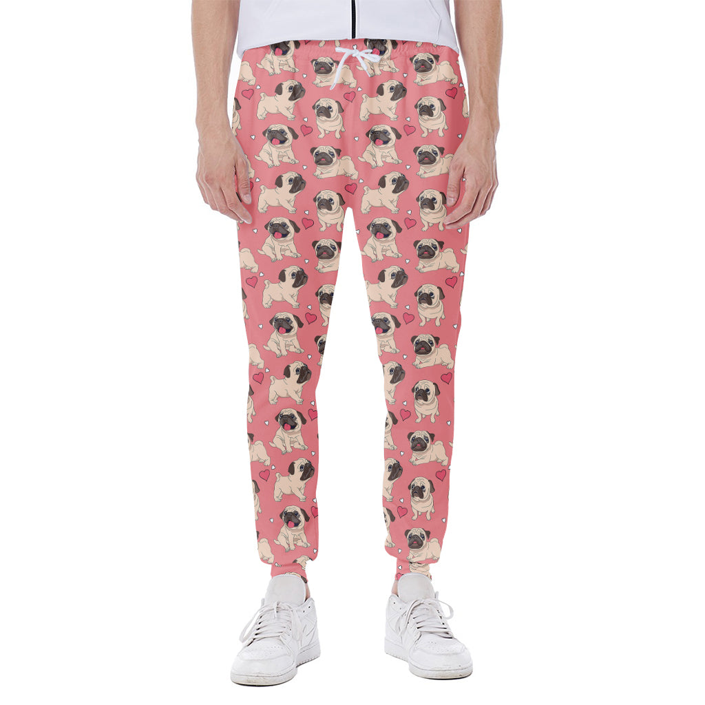Love Pug Pattern Print Scuba Joggers