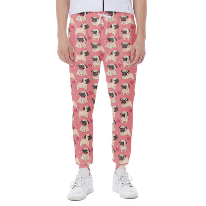 Love Pug Pattern Print Scuba Joggers