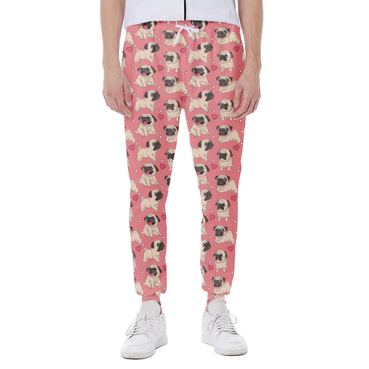 Love Pug Pattern Print Scuba Joggers