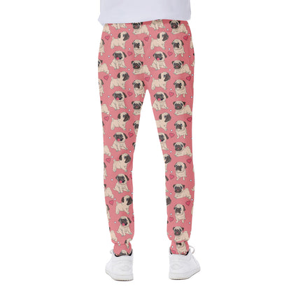 Love Pug Pattern Print Scuba Joggers