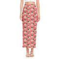 Love Pug Pattern Print Side Slit Maxi Skirt
