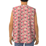 Love Pug Pattern Print Sleeveless Baseball Jersey