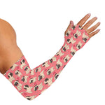 Love Pug Pattern Print Sun Protection Arm Sleeves