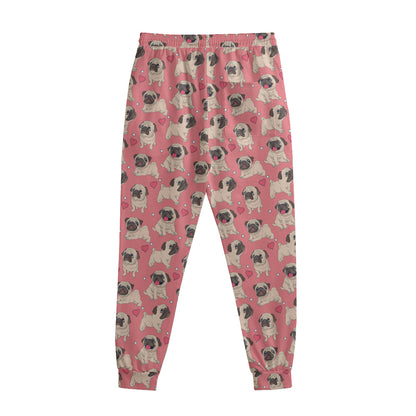 Love Pug Pattern Print Sweatpants