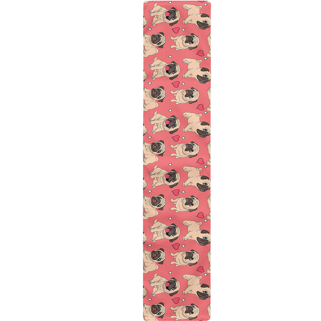 Love Pug Pattern Print Table Runner