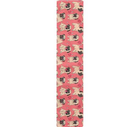 Love Pug Pattern Print Table Runner