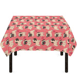 Love Pug Pattern Print Tablecloth