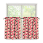 Love Pug Pattern Print Tier Curtains
