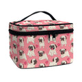 Love Pug Pattern Print Travel Makeup Bag