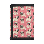 Love Pug Pattern Print Trifold Wallet