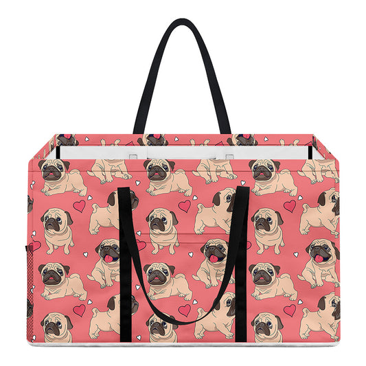 Love Pug Pattern Print Utility Tote Bag
