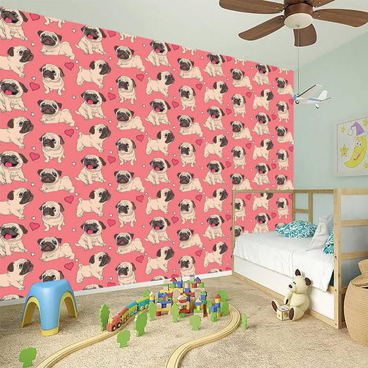 Love Pug Pattern Print Wall Sticker