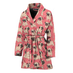 Love Pug Pattern Print Women's Bathrobe