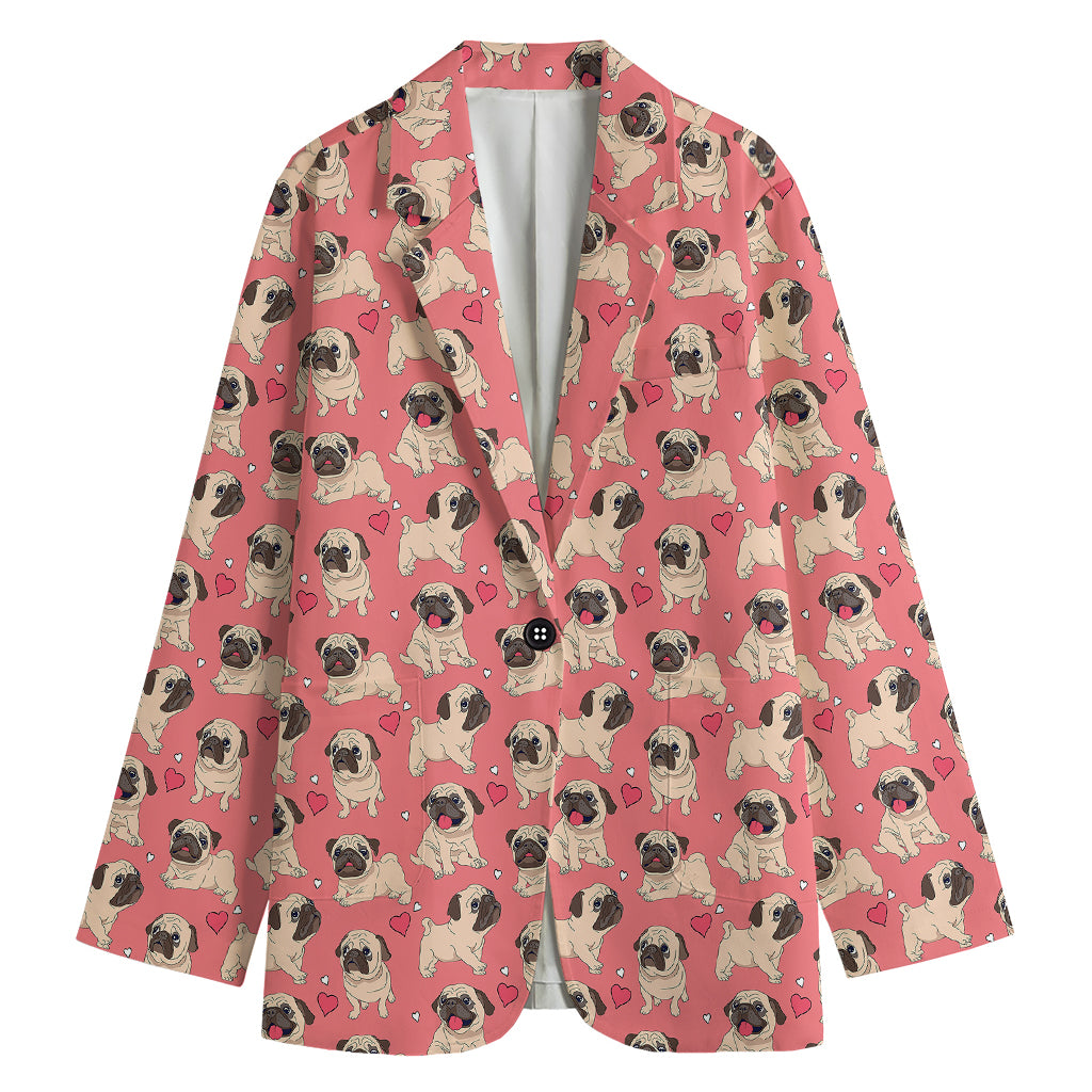 Love Pug Pattern Print Women's Blazer