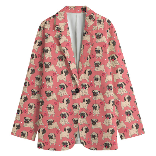 Love Pug Pattern Print Women's Blazer