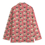 Love Pug Pattern Print Women's Cotton Blazer
