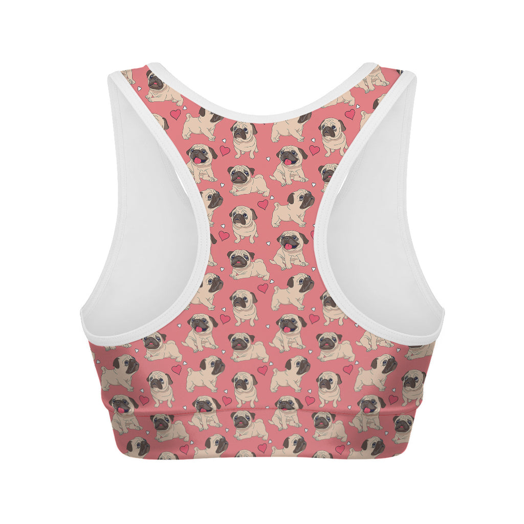 Love Pug Pattern Print Women's Sports Bra