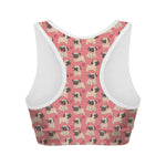 Love Pug Pattern Print Women's Sports Bra