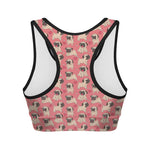 Love Pug Pattern Print Women's Sports Bra