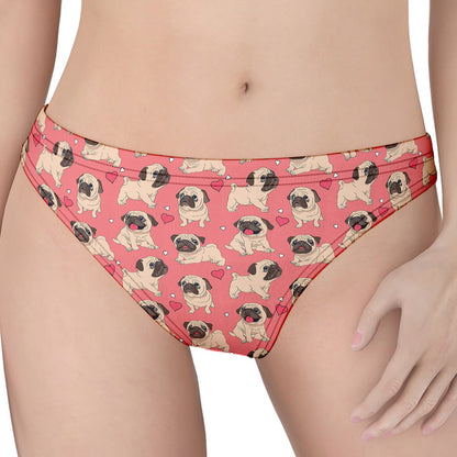 Love Pug Pattern Print Women's Thong