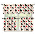 Love Rottweiler Pattern Print 3 Piece Kitchen Curtains
