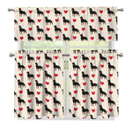 Love Rottweiler Pattern Print 3 Piece Kitchen Curtains