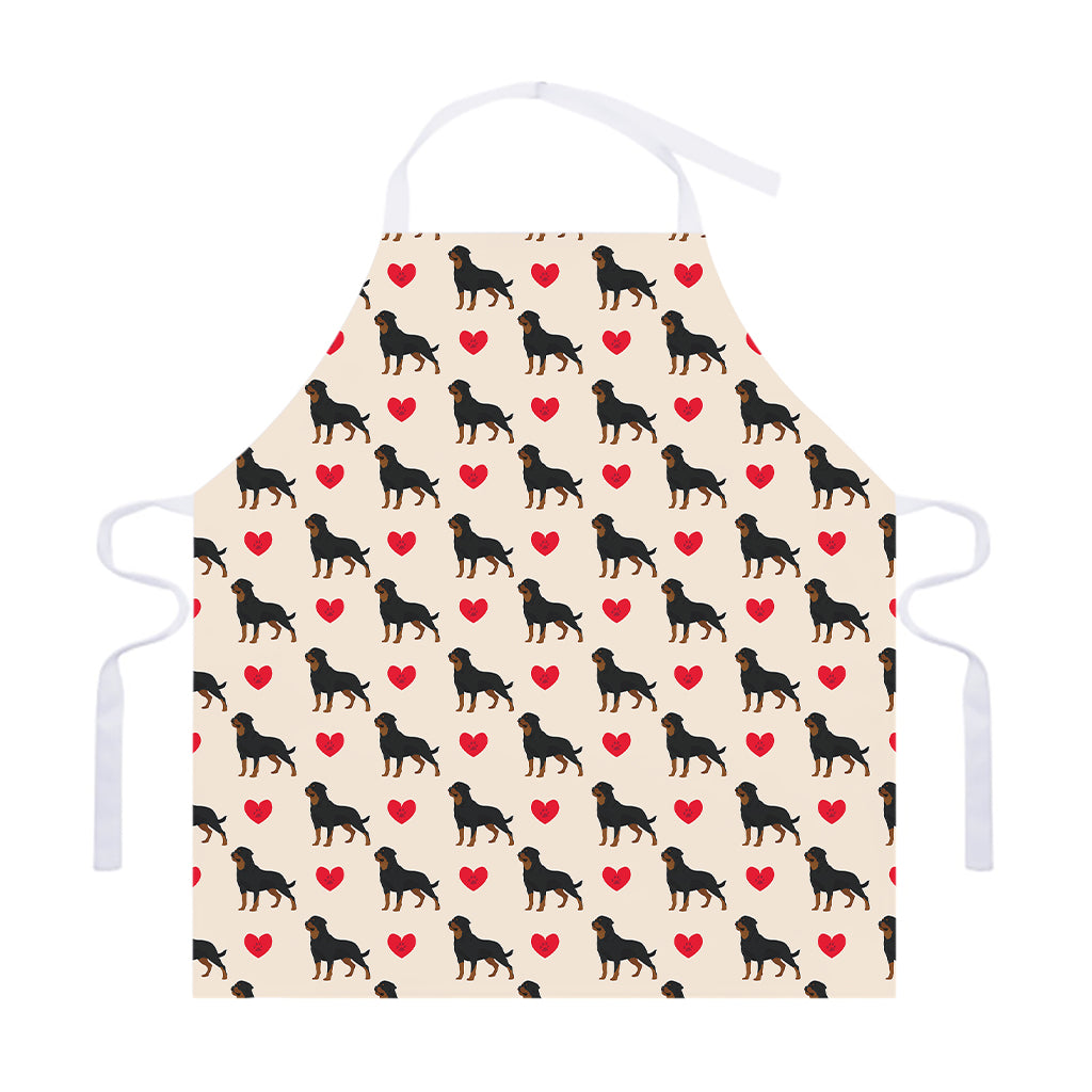 Love Rottweiler Pattern Print Adjustable Apron