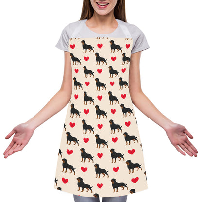 Love Rottweiler Pattern Print Adjustable Apron