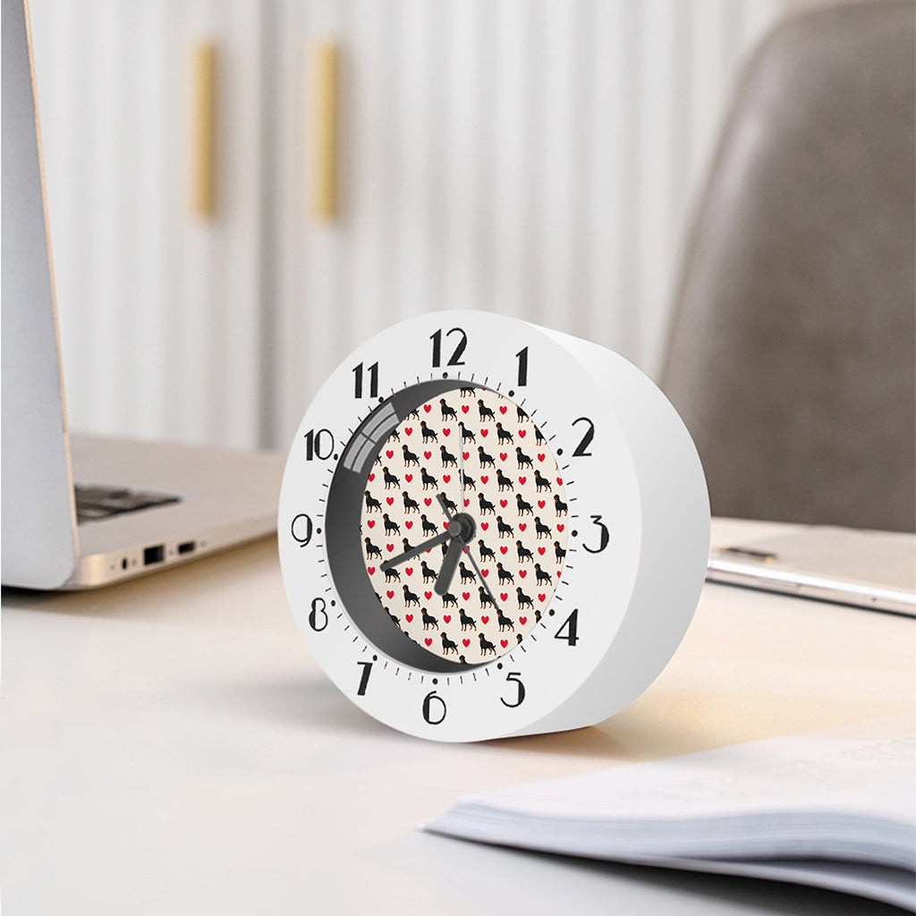 Love Rottweiler Pattern Print Alarm Clock