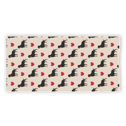 Love Rottweiler Pattern Print Beach Towel
