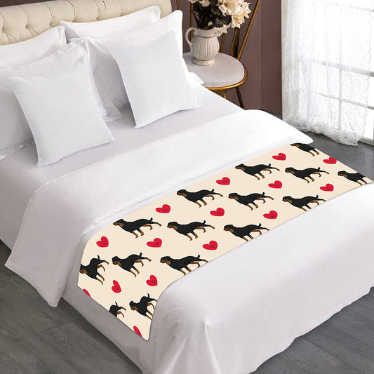 Love Rottweiler Pattern Print Bed Runner