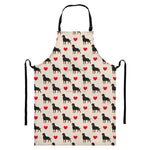 Love Rottweiler Pattern Print Bib Apron With Pocket